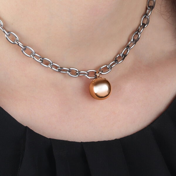 Ocelový bicolor náhrdelník Boule SALY01