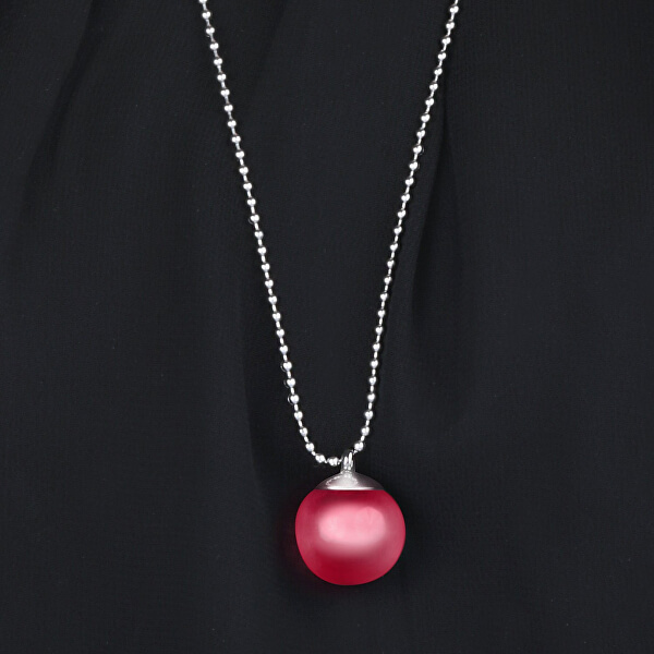 Ocelový náhrdelník s růžovým přívěskem Boule SALY15 (řetízek, přívěsek)