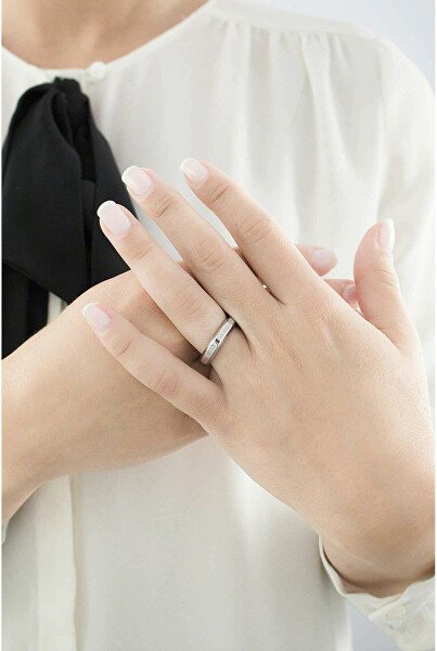 Ocelový prsten s diamantem Dandy SPL01