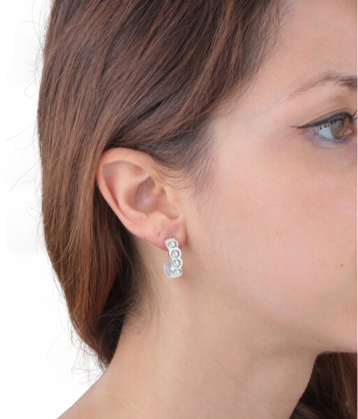 Půlkruhové náušnice s krystaly Cerchi SAKM36