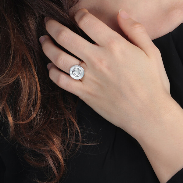 Inel de argint cu perle și cristale Perfetta SALX09