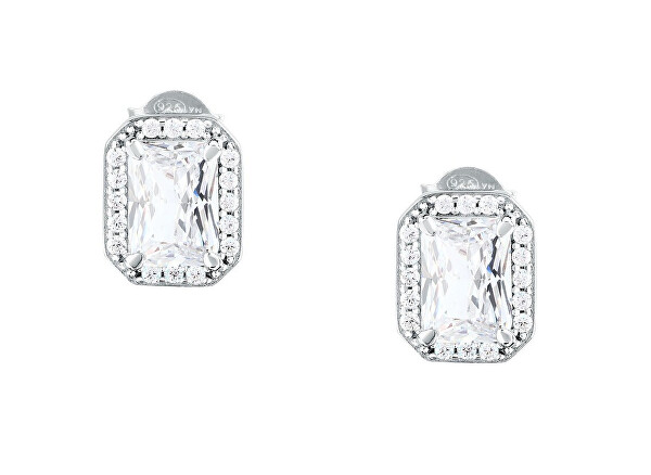 Blyštivé stříbrné náušnice s kubickými zirkony Tesori SAIW320