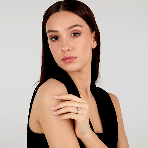 Blyštivý otevřený prsten s krystaly Design SAYP1401