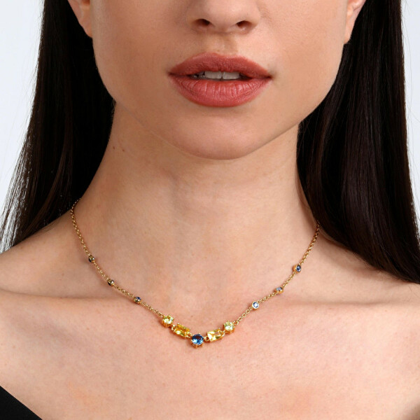Elegantní pozlacený náhrdelník s kubickými zirkony Colori SAVY05