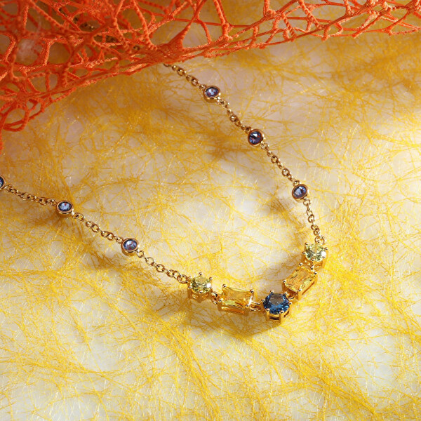 Elegantevergoldete Halskette mit kubischen Zirkonen Colori SAVY05