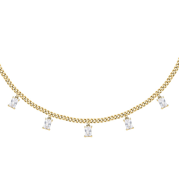 Elegantní pozlacený náhrdelník s přívěsky Baguette SAVP01