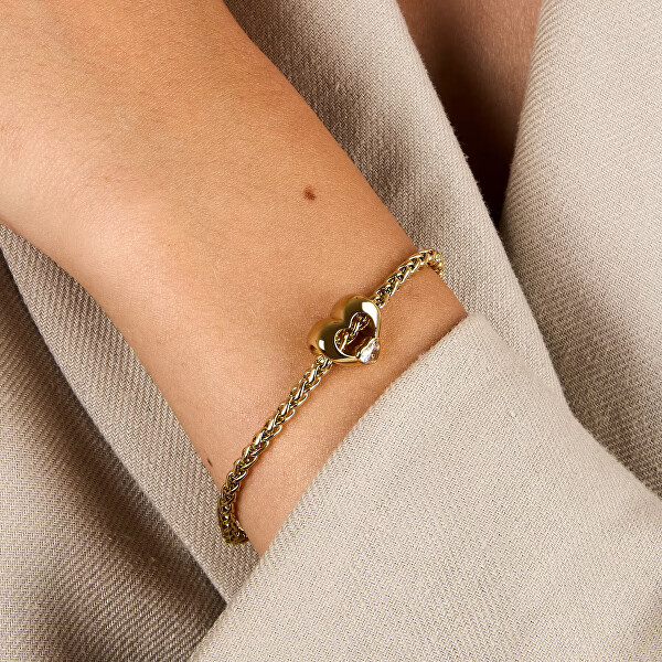 Elegantní pozlacený náramek z oceli Srdce Drops SCZ1424