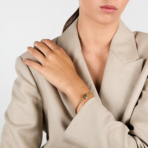 Elegantní pozlacený náramek z oceli Srdce Drops SCZ1424