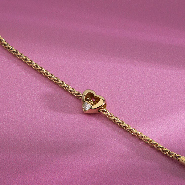 Elegantní pozlacený náramek z oceli Srdce Drops SCZ1424