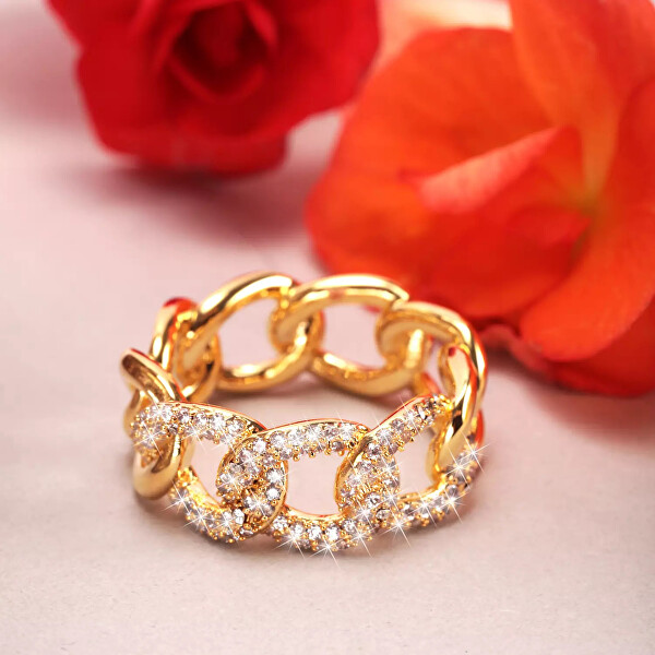 Elegáns aranyozott gyűrű kristállyal Incontri SAUQ110