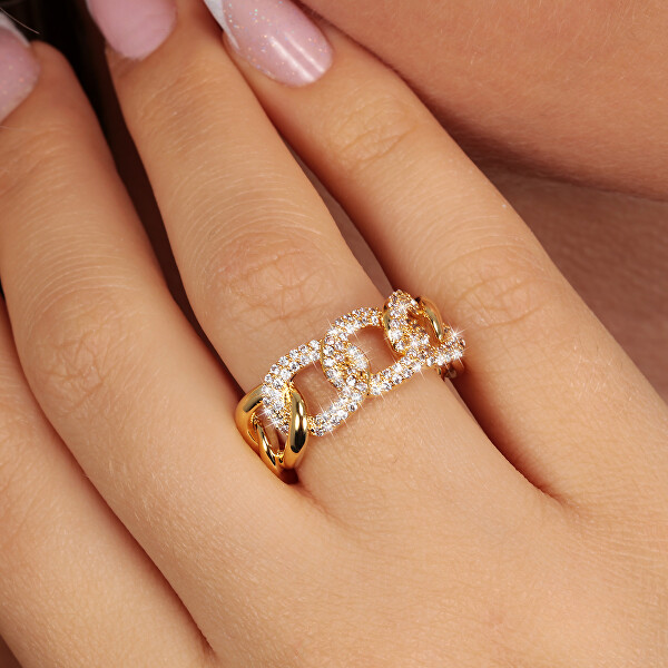 Elegantný pozlátený prsteň s kryštálmi Incontri SAUQ110