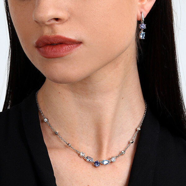 Elegantní souprava šperků s kubickými zirkony Colori SAVY25 (náhrdelník, náušnice)