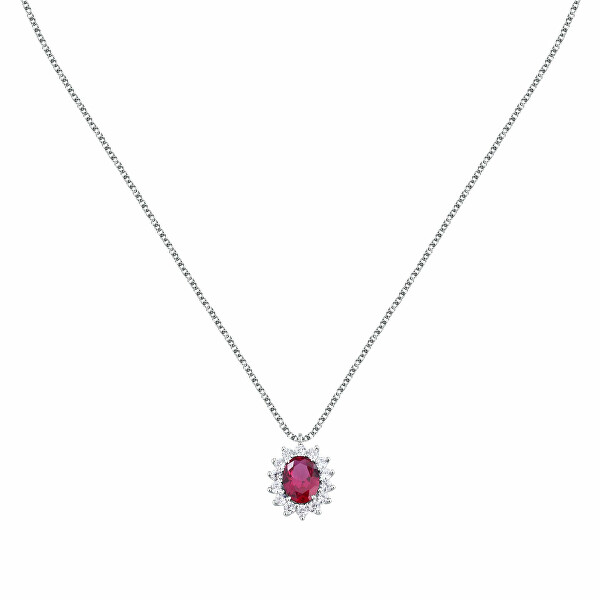 Elegantní stříbrný náhrdelník s fuchsiovým zirkonem Tesori SAIW281