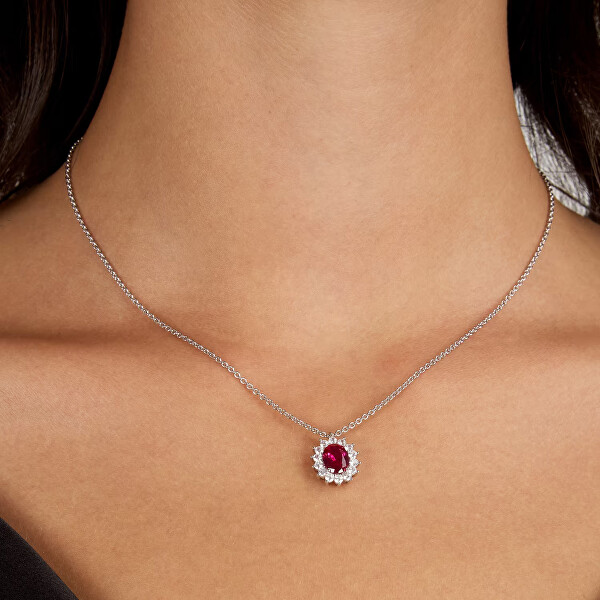 Elegantní stříbrný náhrdelník s fuchsiovým zirkonem Tesori SAIW281