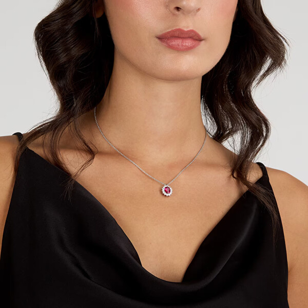 Elegantní stříbrný náhrdelník s fuchsiovým zirkonem Tesori SAIW281