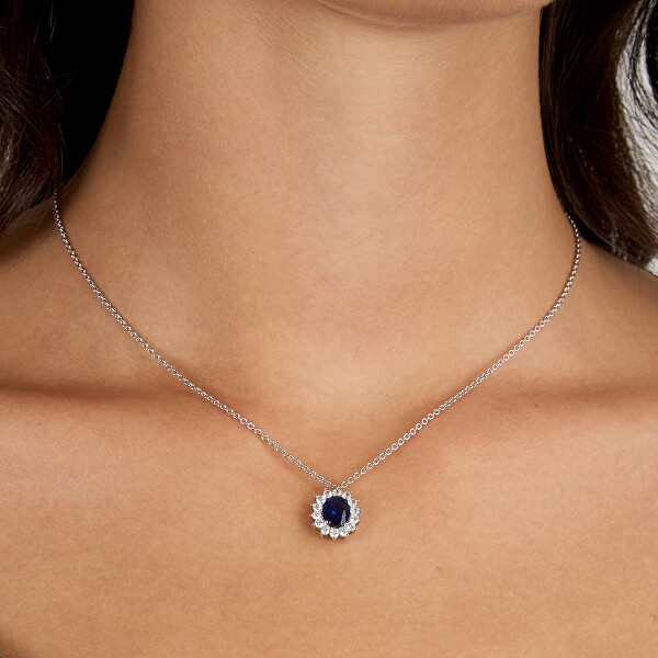 Elegantní stříbrný náhrdelník s modrým zirkonem Tesori SAIW279