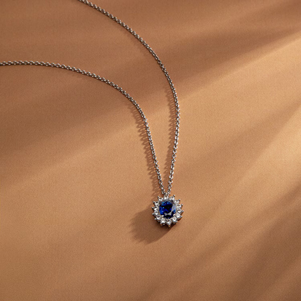 Elegantní stříbrný náhrdelník s modrým zirkonem Tesori SAIW279