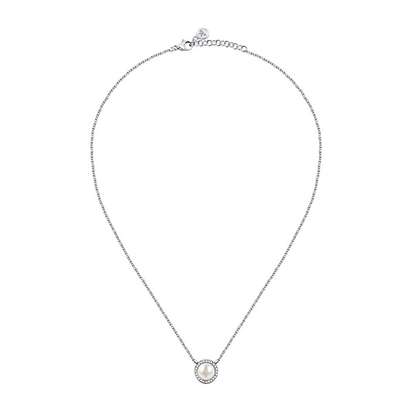 Elegáns ezüst nyaklánc gyönggyel Perla SAER49