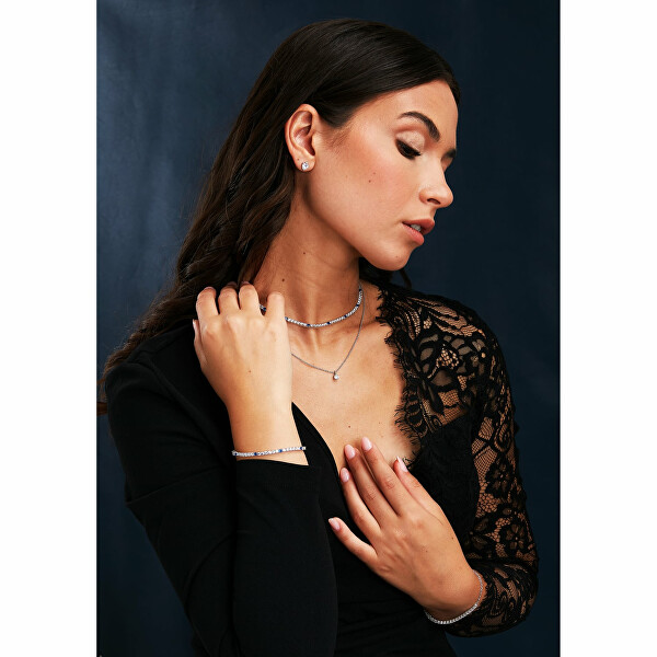 Elegantný strieborný náhrdelník so zirkónmi Tesori SAIW136