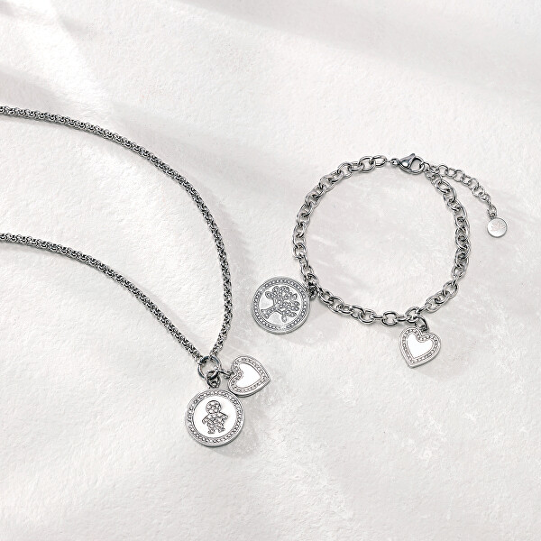 Exkluzívna oceľová sada šperkov Love S0R30 (náhrdelník + náramok)