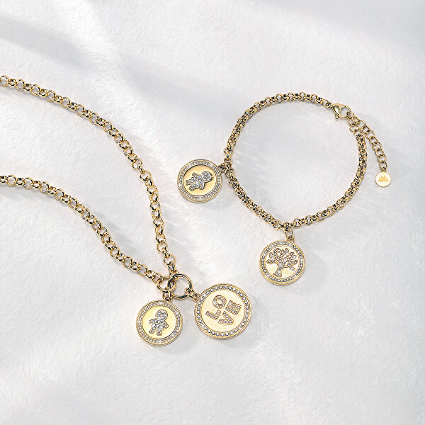 Esclusivo set di gioielli placcati in oro Love S0R29 (collana + braccialetto)