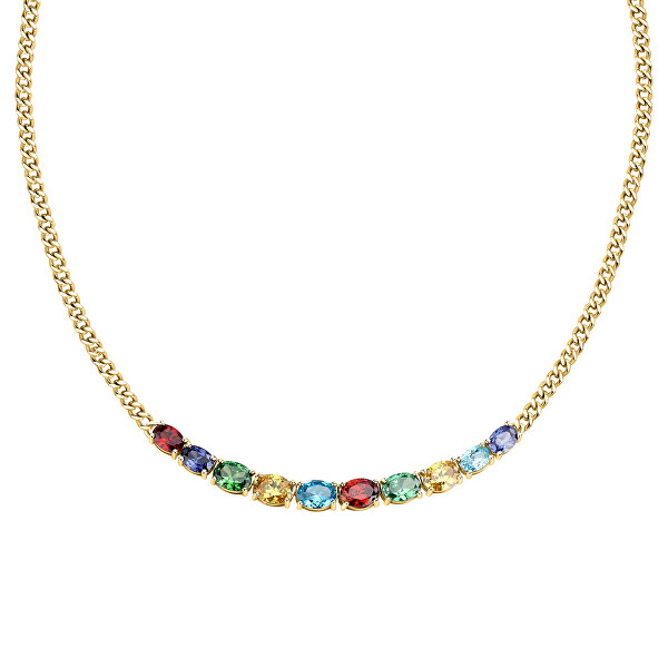 Hravý pozlacený náhrdelník s barevnými kubickými zirkony Colori SAVY01