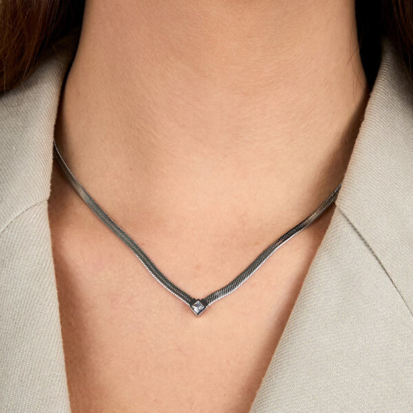 Jemný ocelový náhrdelník s krystalem Hádek Gioia SAVY26