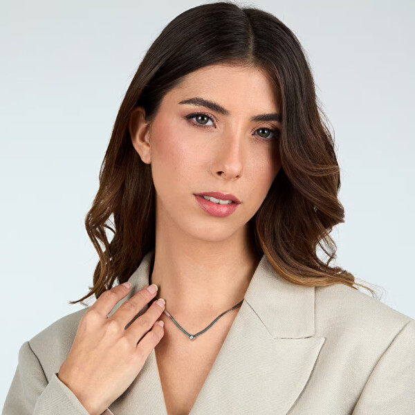 Jemný ocelový náhrdelník s krystalem Hádek Gioia SAVY26