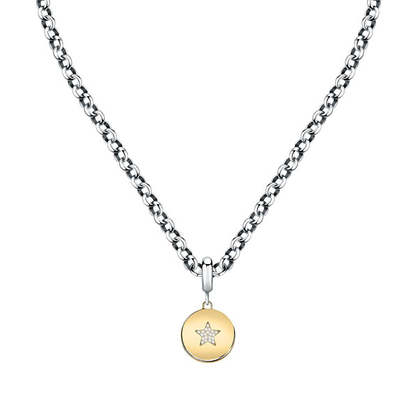Krásný ocelový bicolor náhrdelník Hvězdička Drops SCZ1232