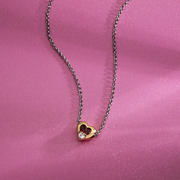 Krásný ocelový bicolor náhrdelník Srdce Drops SCZ1414