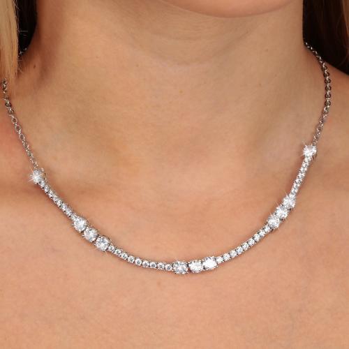 Luxusní náhrdelník s čirými zirkony Scintille SAQF01