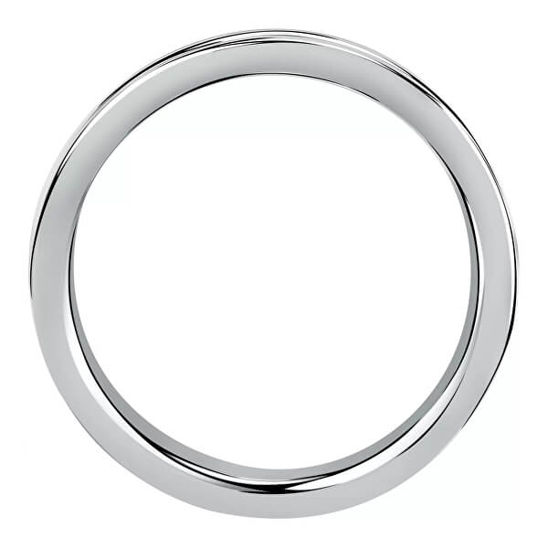 Inel de oțel de lux cu detaliu negru MotownSALS65