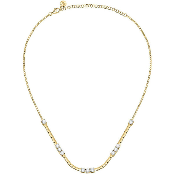 Luxuriöse vergoldete Halskette mit klaren Zirkonen Scintille SAQF23