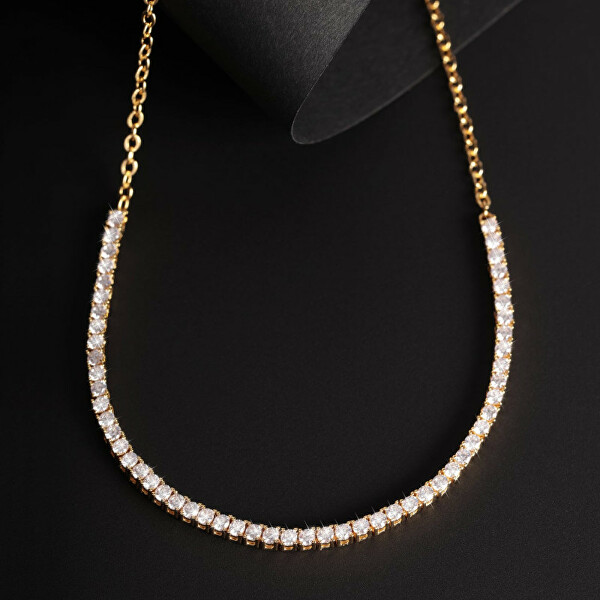 Luxus aranyozott nyaklánc átlátszó cirkónium kövekkel Scintille SAQF24
