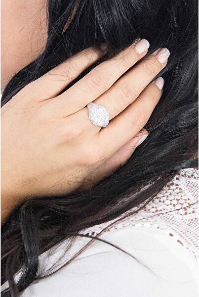 Luxusní třpytivý prsten ze stříbra Tesori SAIW65