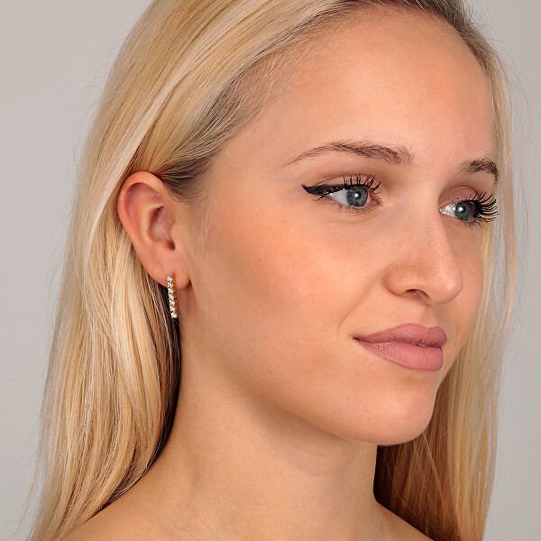 Minimalistische Ohrringe mit klaren Zirkonen Scintille SAQF28