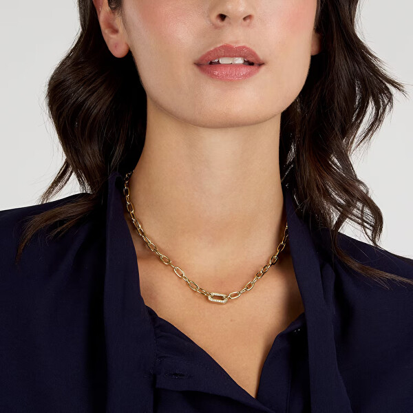 Moderní pozlacený náhrdelník s krystaly Intrecci SAZC02