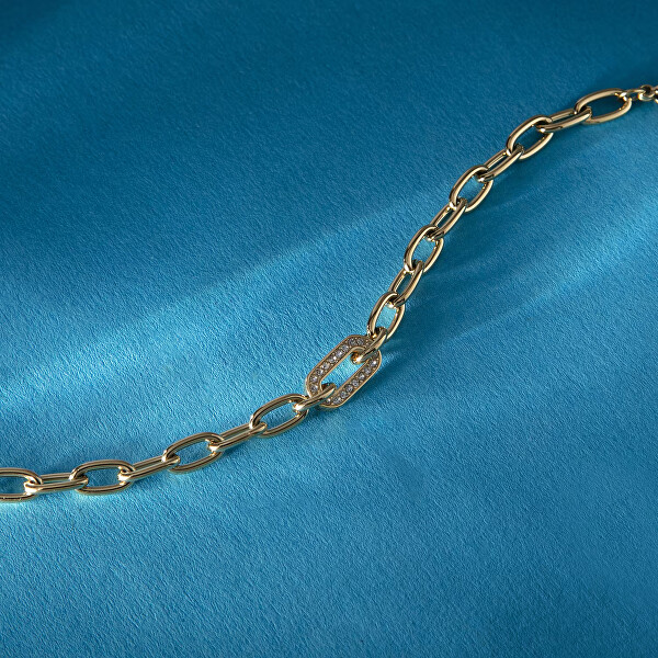 Moderní pozlacený náramek s krystaly Intrecci SAZC04