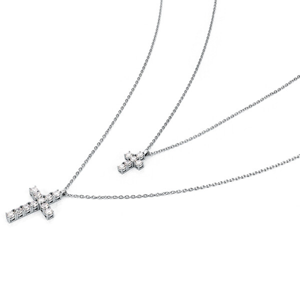 Eine bezaubernde silberne Halskette mit einem Kreuz Small Crosses Tesori SAIW118