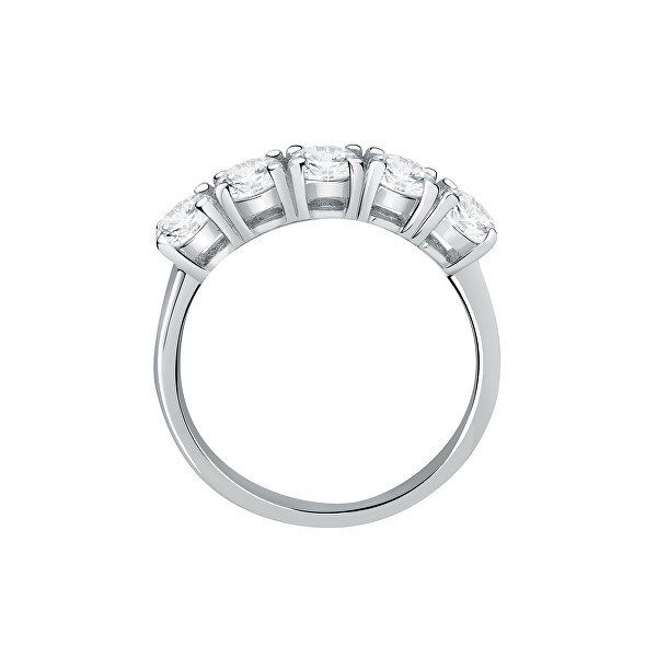 Moderní stříbrný prsten s čirými zirkony Scintille SAQF141