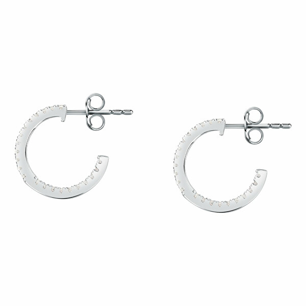 Delicati orecchini a cerchio in argento con zirconi Tesori SAIW146