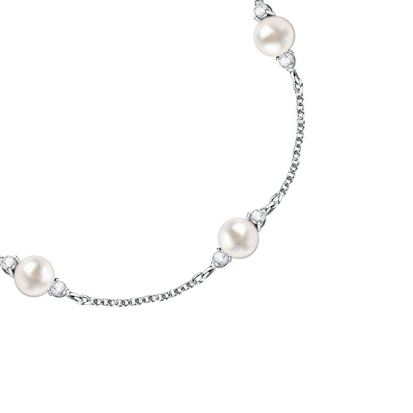Něžný stříbrný náramek s perlami Perla SAER53