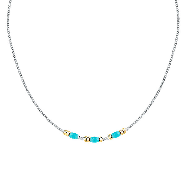 Ocelový bicolor náhrdelník s korálky Colori SAXQ05