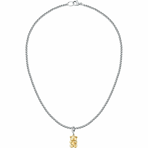 Oceľový bicolor náhrdelník s medvedíkom Drops SCZ1326