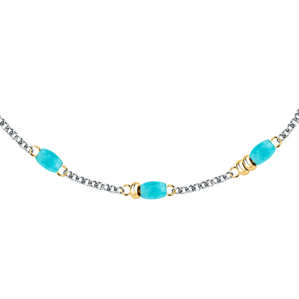 Bicolor-Stahlfußkette mit Perlen Colori SAXQ19