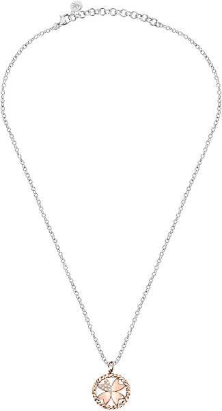 Ocelový náhrdelník s čtyřlístkem Multigipsy SAQG26 (řetízek, přívěsek)