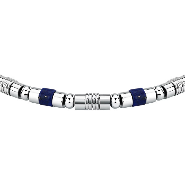 Herrenarmband aus Stahl mit Lapislazuli Pietre S1741