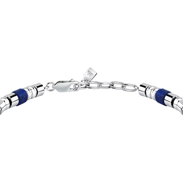 Herrenarmband aus Stahl mit Lapislazuli Pietre S1741