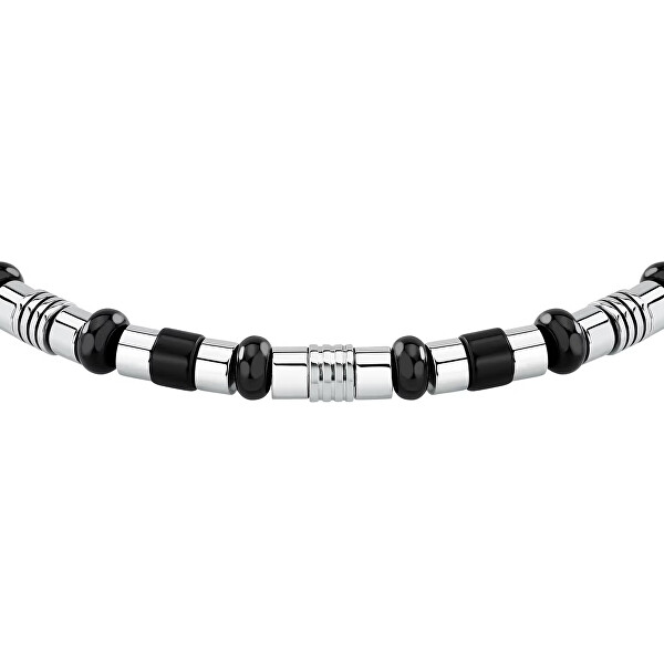 Stahl-Herrenarmband mit Onyx Pietre S1742