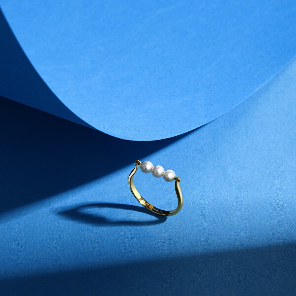 Bájos aranyozott gyűrű Gyöngy SAWM11